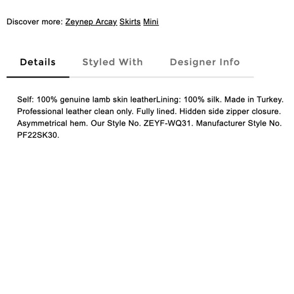 Zeynep Arcay Silver Asymmetric Crinkled-Leather Skirt US4 New With Tags - Picture 12 of 16